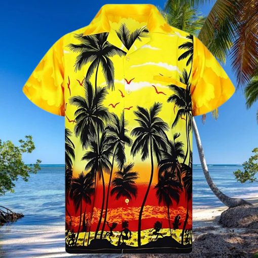 Palm tree yellow high quality unisex hawaiian hoodie, sweater, longsleeve, shirt v-neck, t-shirt