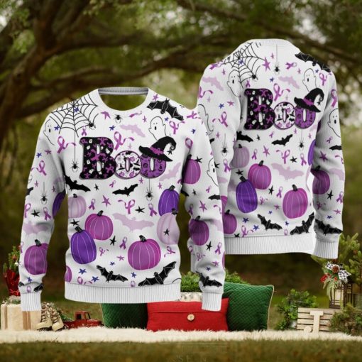Pancreatic Cancer Sweatshirt Happy Halloween Boo 3D Sweater For Men And Women