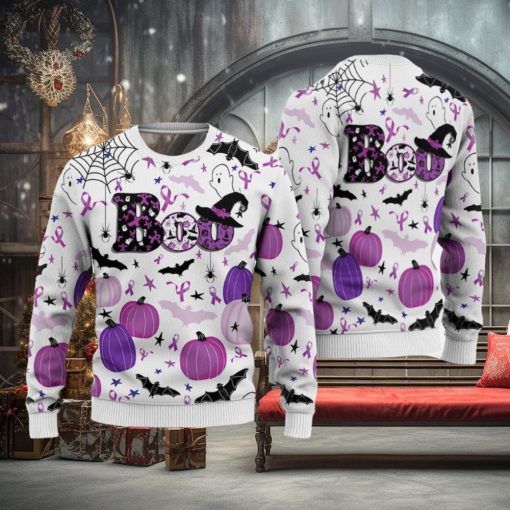 Pancreatic Cancer Sweatshirt Happy Halloween Boo 3D Sweater For Men And Women