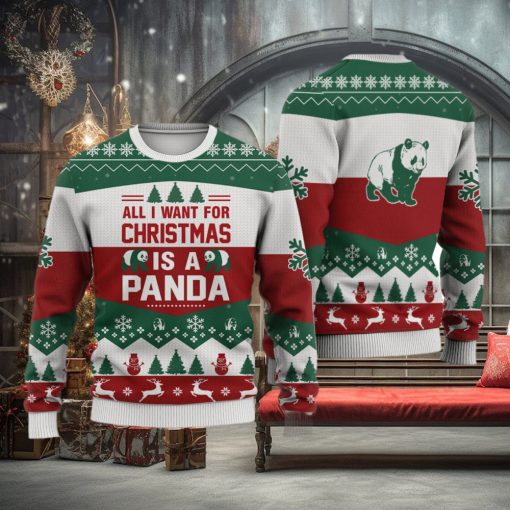 Panda All I want for Christmas All Over Printed 3D Ugly Christmas Sweater Christmas Gift For Men And Women