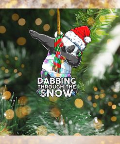 Panda Dabbing Through Snow Christmas Ornament Funny 2021 Xmas Ornament