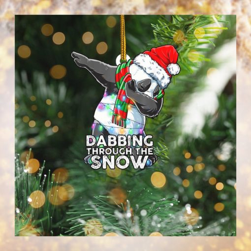 Panda Dabbing Through Snow Christmas Ornament Funny 2021 Xmas Ornament