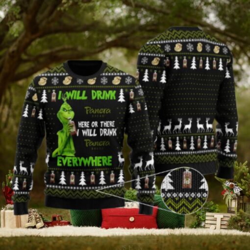 Panera Bread Grinch Will Drink Everywhere Ugly Sweater