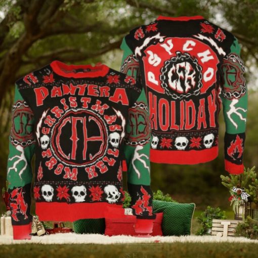 Pantera Christmas From Hell Psycho Holiday Knitted Ugly Christmas Sweater