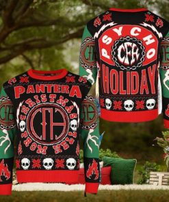 Pantera Christmas From Hell Psycho Holiday Snowflake Pattern Holiday Ugly Christmas Sweater