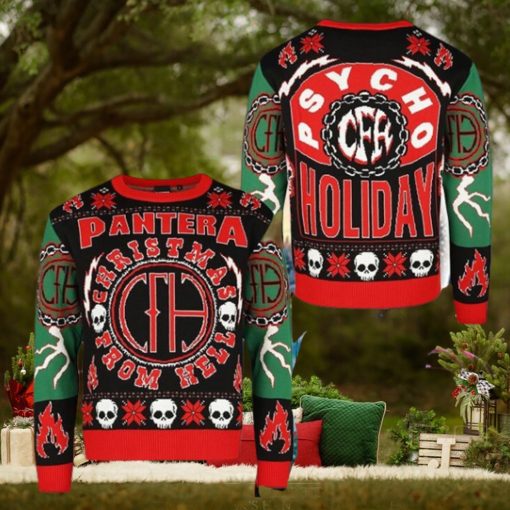 Pantera Christmas From Hell Psycho Holiday Snowflake Pattern Holiday Ugly Christmas Sweater