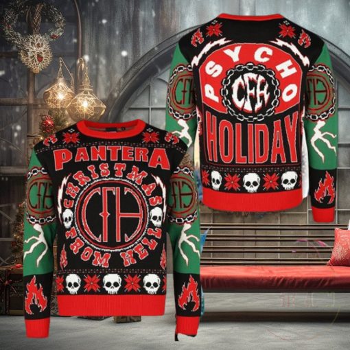 Pantera Christmas From Hell Psycho Holiday Snowflake Pattern Holiday Ugly Christmas Sweater