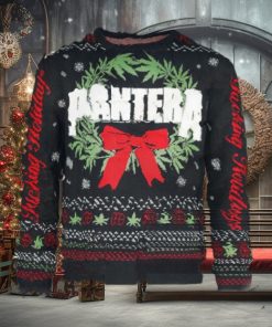Pantera Christmas Wreath Fucking Holiday Snowy Pattern Ugly Christmas Sweater