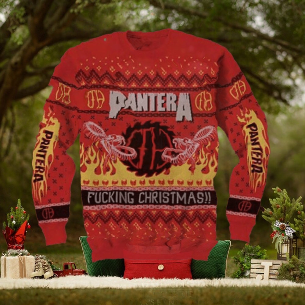 Pantera Fucking Christmas Snake In Flame Pattern Knitted Ugly Christmas Sweater Pantera Fucking Christmas Snake In Flame Pattern Knitted Ugly Christmas Sweater