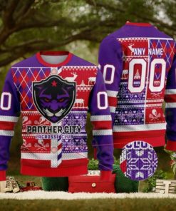 Panther City Lacrosse Club Special Design Big Logo Ugly Christmas Sweater