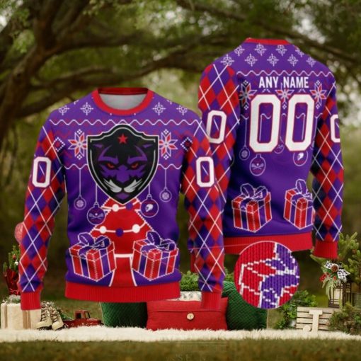 Panther City Lacrosse Club Special Design Merry Matchup Light Up Ugly Christmas Sweater
