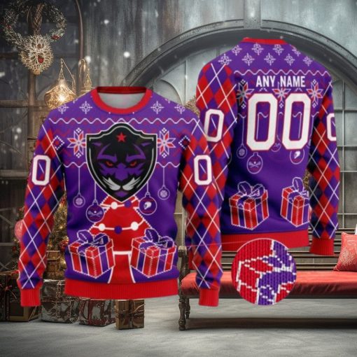 Panther City Lacrosse Club Special Design Merry Matchup Light Up Ugly Christmas Sweater
