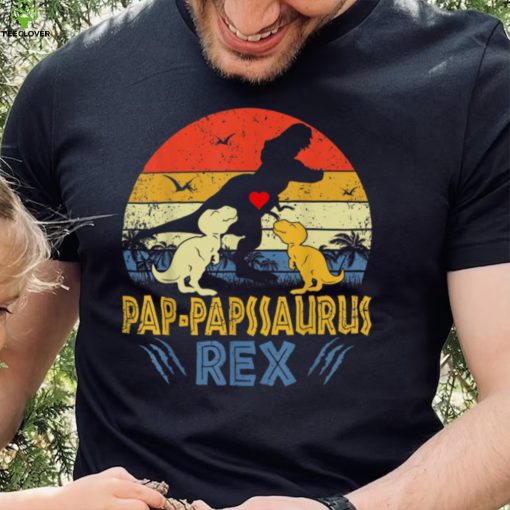 Pap Paps Saurus T Rex Dinosaur Pap Paps 2 kids Family T Shirt