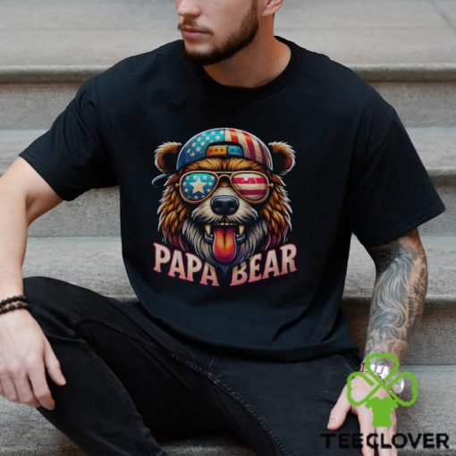 Papa Bear Fathers Day Us American Flag Best Dad Men's T hoodie, sweater, longsleeve, shirt v-neck, t-shirt