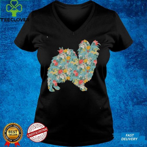 Papillon Flower Silhouette Floral Dog Shirt