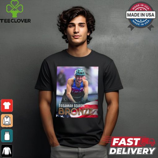 Paralympic Paris 2024 Poster Women’s 800m T54 Susannah Scaroni Bronze Medal t shirt
