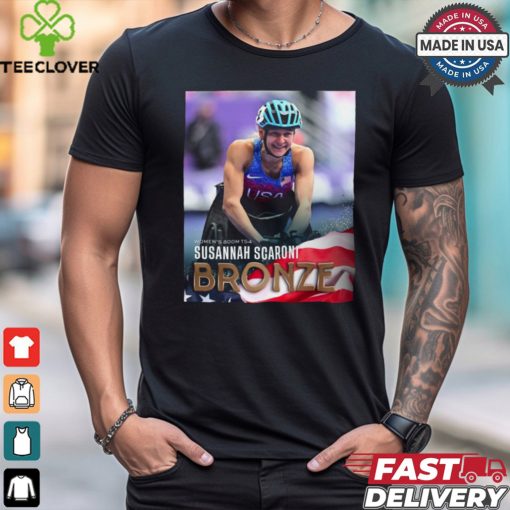 Paralympic Paris 2024 Poster Women’s 800m T54 Susannah Scaroni Bronze Medal t shirt