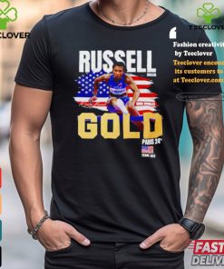 Paris 2024 Masai Russell 100M hurdles Gold Medal shirt