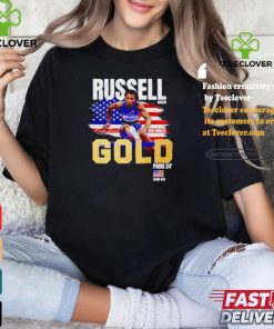 Paris 2024 Masai Russell 100M hurdles Gold Medal shirt