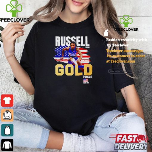 Paris 2024 Masai Russell 100M hurdles Gold Medal shirt