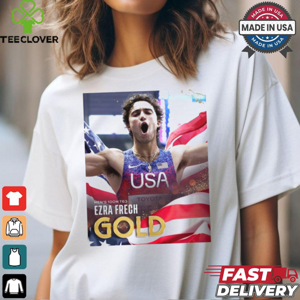 Paris Paralympics 2024 Poster Men’s 100M T63 Ezra Frech Gold Medal t shirt Paris Paralympics 2024 Poster Men’s 100M T63 Ezra Frech Gold Medal t shirt
