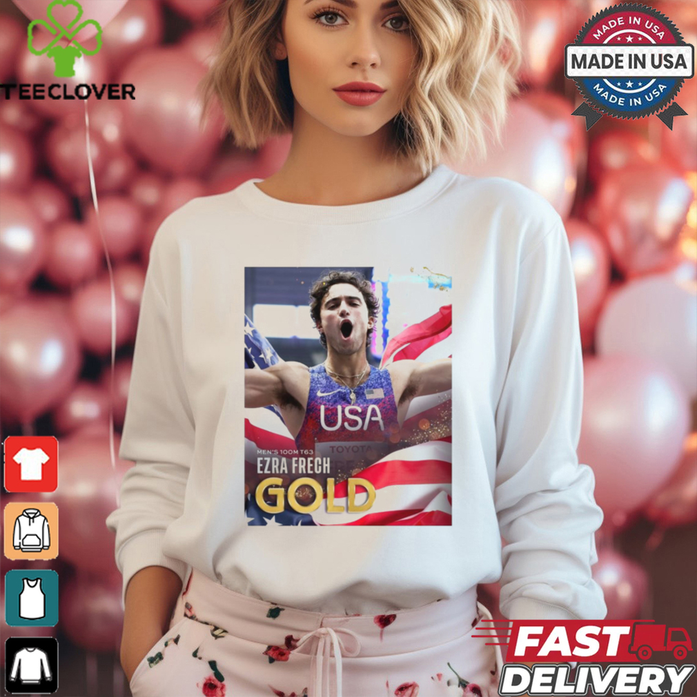 Paris Paralympics 2024 Poster Men’s 100M T63 Ezra Frech Gold Medal t shirt Paris Paralympics 2024 Poster Men’s 100M T63 Ezra Frech Gold Medal t shirt