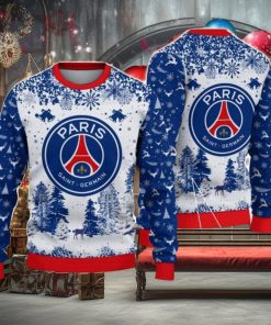 Paris Saint Germain Big Logo Pine Trees Big Fans Gift Christmas Sweater For Men And Women