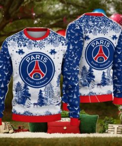 Paris Saint Germain Big Logo Pine Trees Big Fans Gift Christmas Sweater For Men And Women