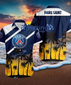 Paris Saint Germain F FC Logo Button Down Hawaiian Shirt Hip Summer Trend