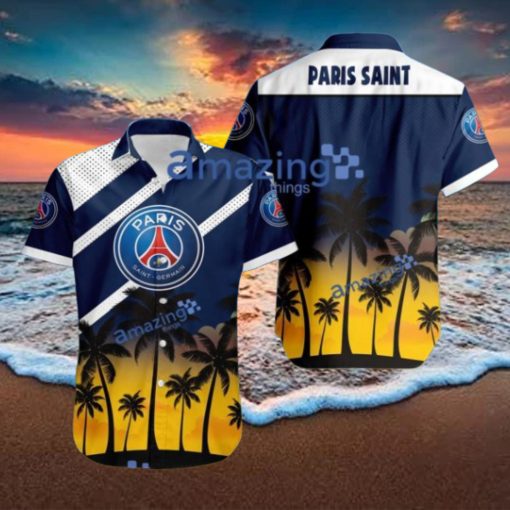 Paris Saint Germain F FC Logo Button Down Hawaiian Shirt Hip Summer Trend