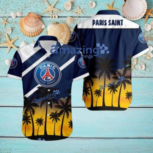 Paris Saint Germain F FC Logo Button Down Hawaiian Shirt Hip Summer Trend