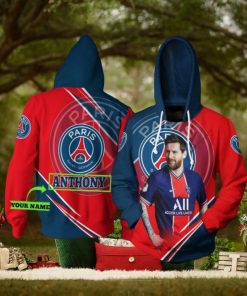 Paris Saint Germain FC Custom Name Messi Red Blue Pullover Hoodie