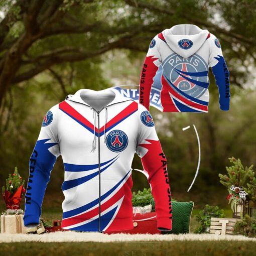 Paris Saint Germain FC White Blue Zip Up Hoodie