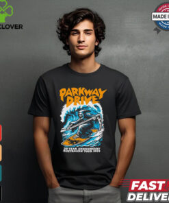 Parkway drive 20 year anniversary tour 2024 surfing reaper shirt 2 Parkway drive 20 year anniversary tour 2024 surfing reaper shirt