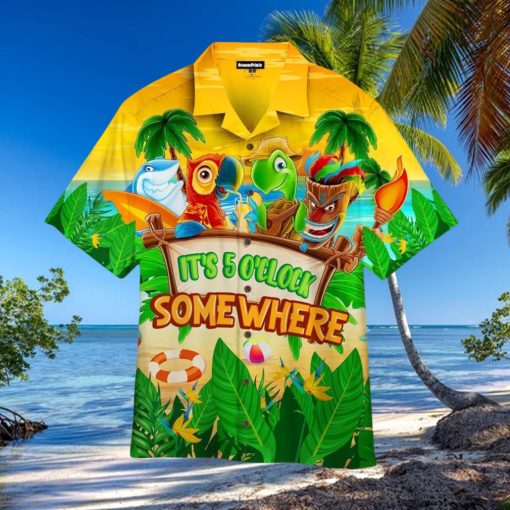 Parrot It’s 5 O’clock Somewhere Tropical Beach Hawaiian Shirt