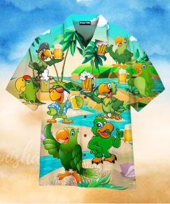 Parrots And Beer In Summer Hawaiian Shirt