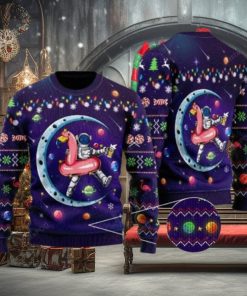 Party Astronauts Sit On Flamingo Floats At A Space Ugly Christmas Sweater Party