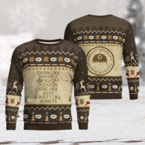 Party Like Hobbits LOTR Lord Of The Rings Ugly Christmas Sweater