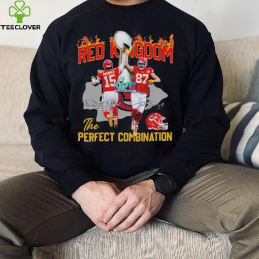 Patrick Mahomes And Travis Kelce Red Kingdom The Perfect Combination Signatures hoodie, sweater, longsleeve, shirt v-neck, t-shirt