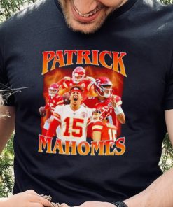 Patrick Mahomes number 15 Kansas City Chiefs football player portrait lightning shirt