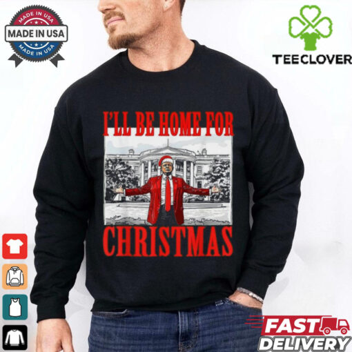 Patriot Pride Men_s Funny Trump I_ll Be Home For Christmas Short Sleeve T Shirt