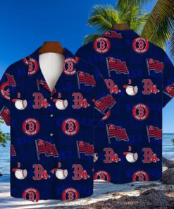 Patriotic Boston Red Sox Hawaiian Shirt With Flags And Baseballs