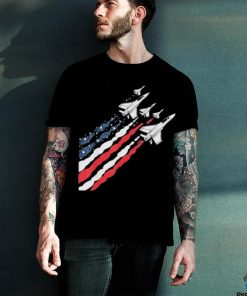 Patriotic Fighter Jet Airplane American Flag Vintage T Shirt