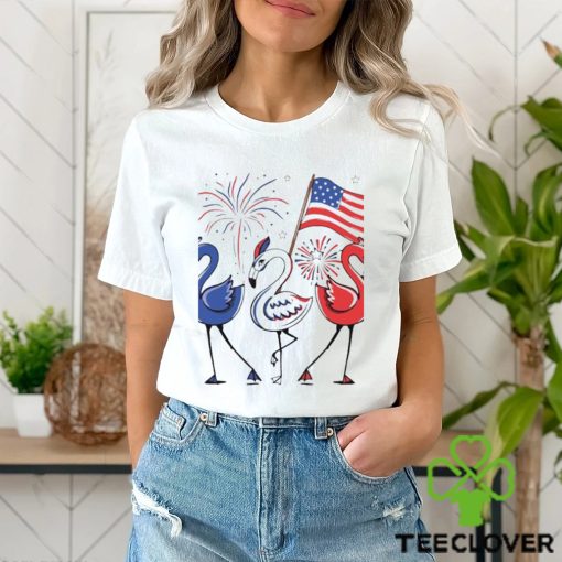 Patriotic Flamingo American flag 4th of July shirt