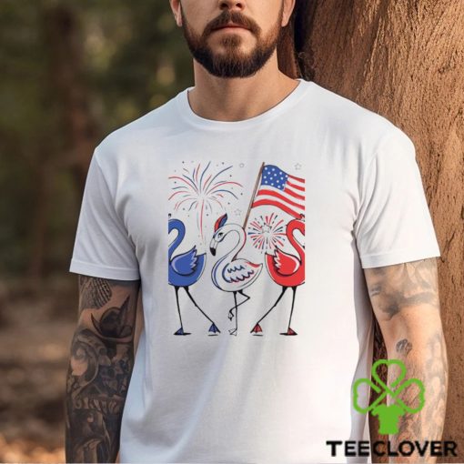 Patriotic Flamingo American flag 4th of July shirt