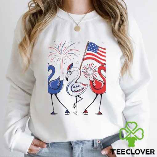 Patriotic Flamingo American flag 4th of July shirt