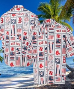 Patriotic Red Sox Fanfare Tropical Hawaiian Shirt