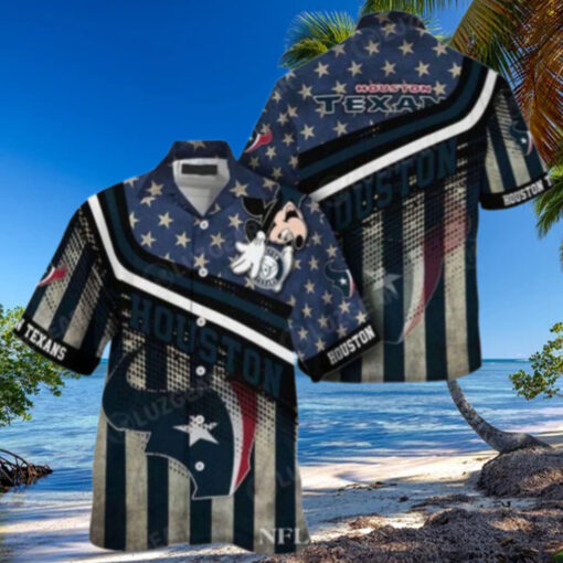 Patriotic Star Spangled Houston Texans Mickey Hawaiian Shirt