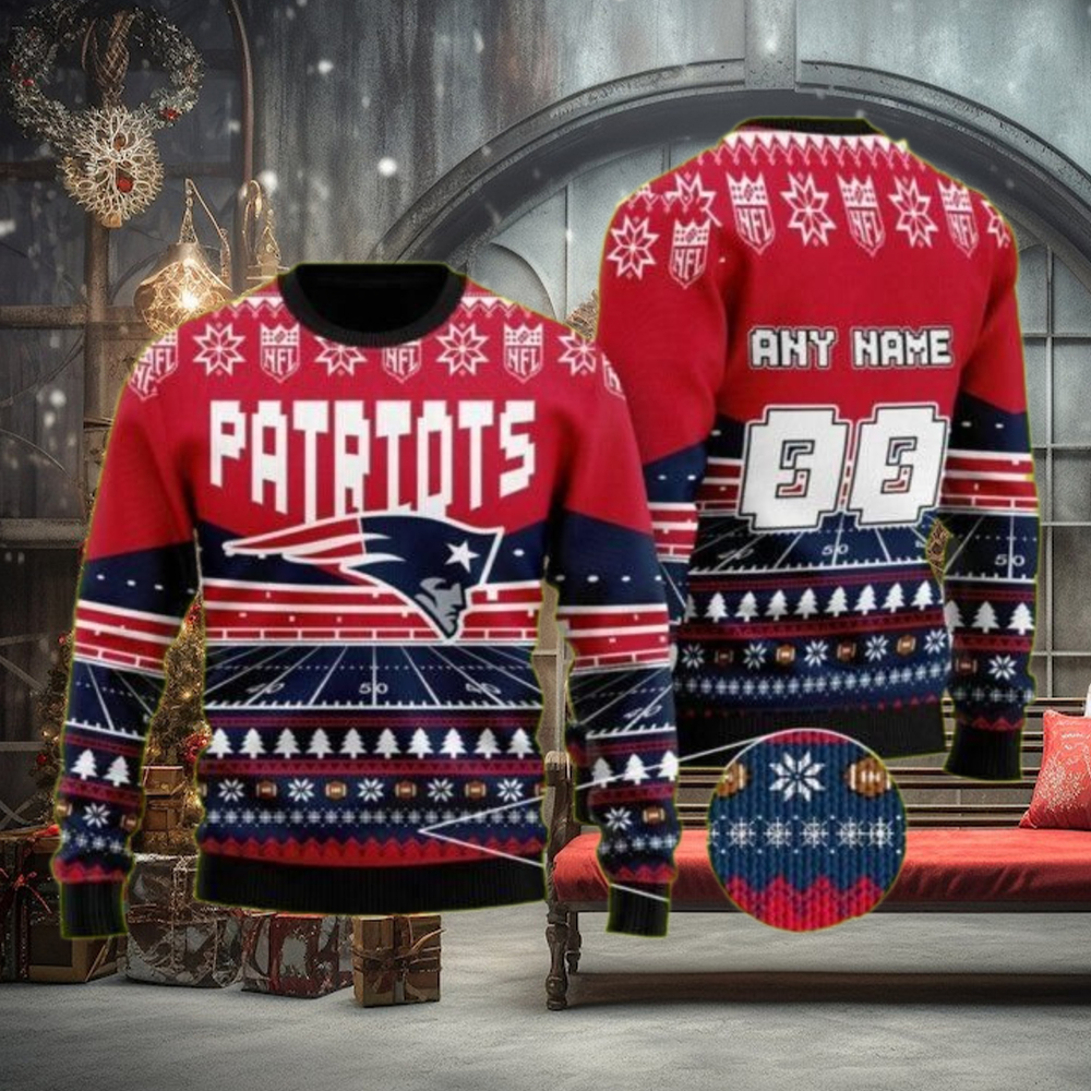 Patriots Logo New England Football Team Xmas Gift Ugly Christmas Sweater Custom Funny Patriots Logo New England Football Team Xmas Gift Ugly Christmas Sweater Custom Funny