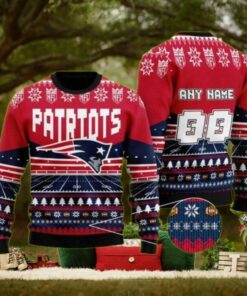 Patriots Logo New England Football Team Xmas Gift Ugly Christmas Sweater Custom Funny